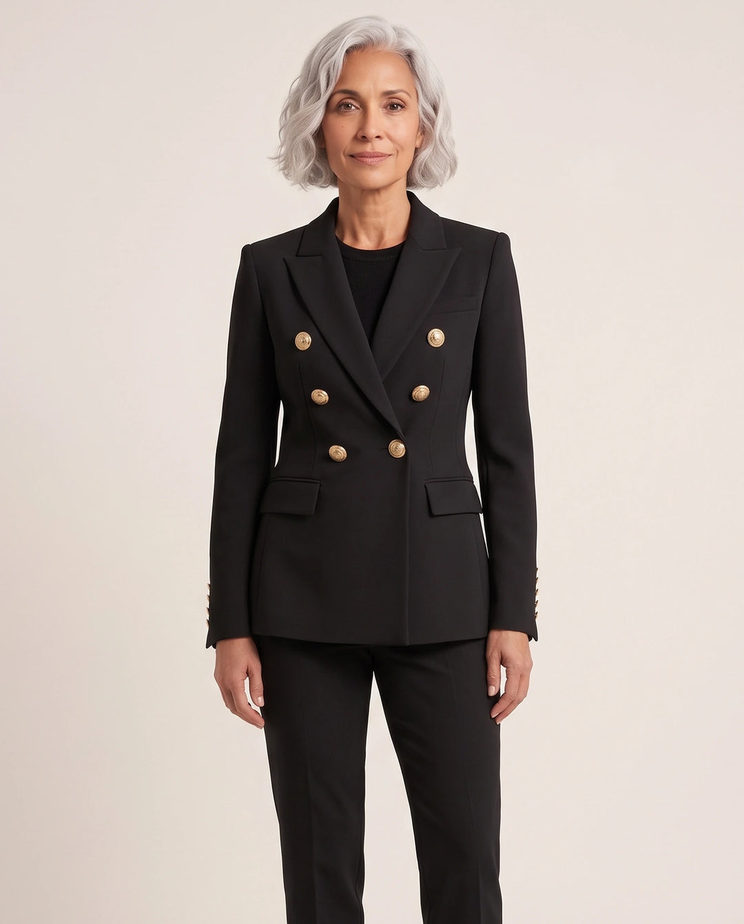 Audrey – Double-Breasted Gold Button Blazer - cover