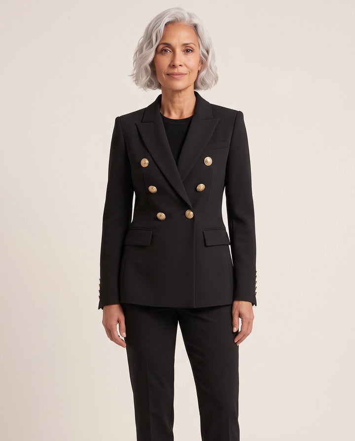 Audrey – Double-Breasted Gold Button Blazer - cover
