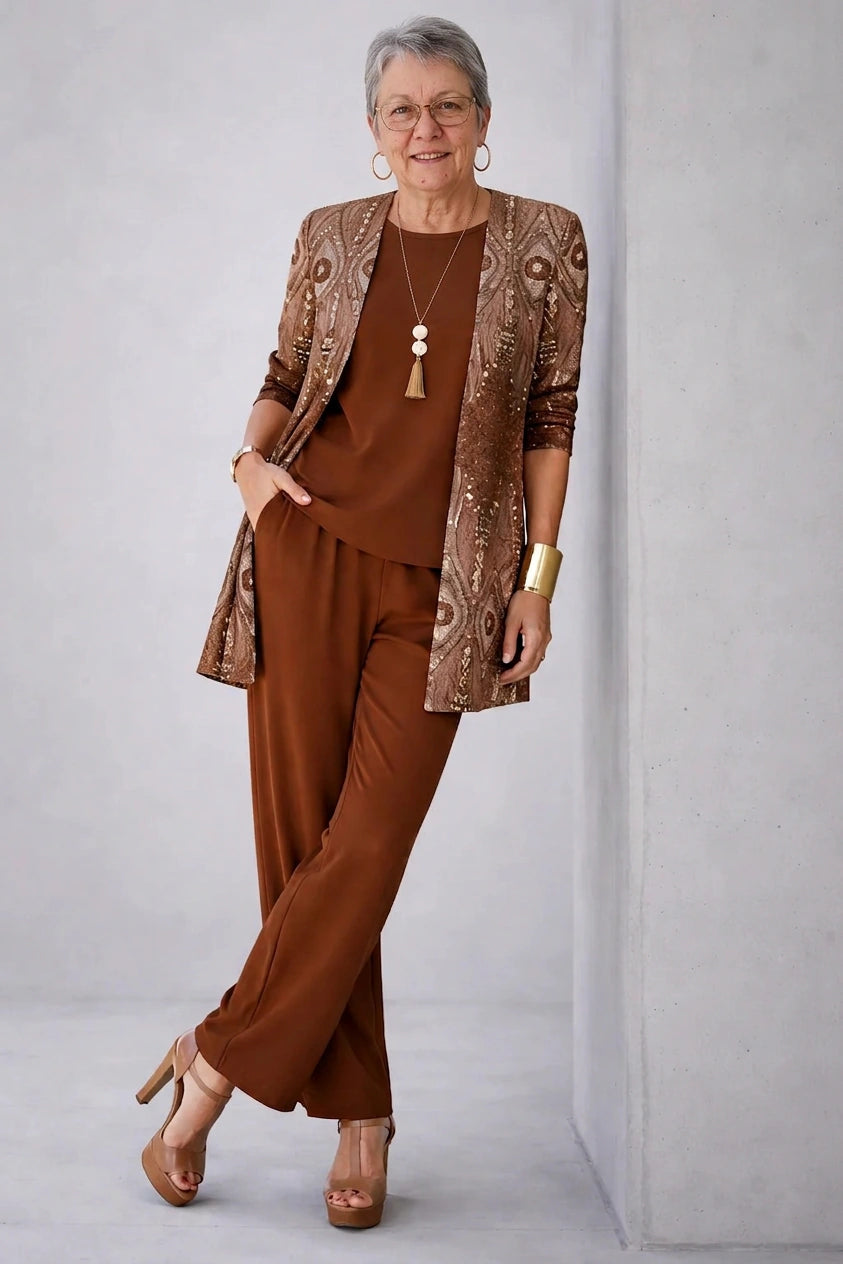 Delia – Rust Paisley Three-Piece Set - view 1