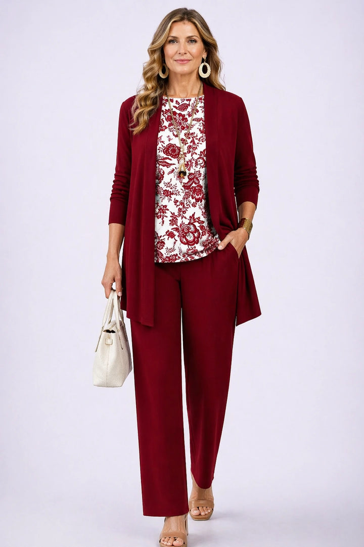 Cecily – Burgundy Floral Three-Piece Set - view 1
