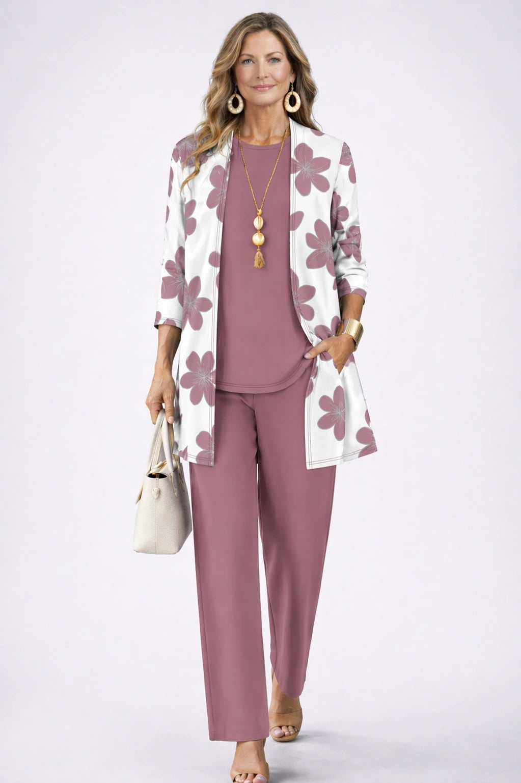 Eugenie – Dusty Rose Floral Three-Piece Set - view 1