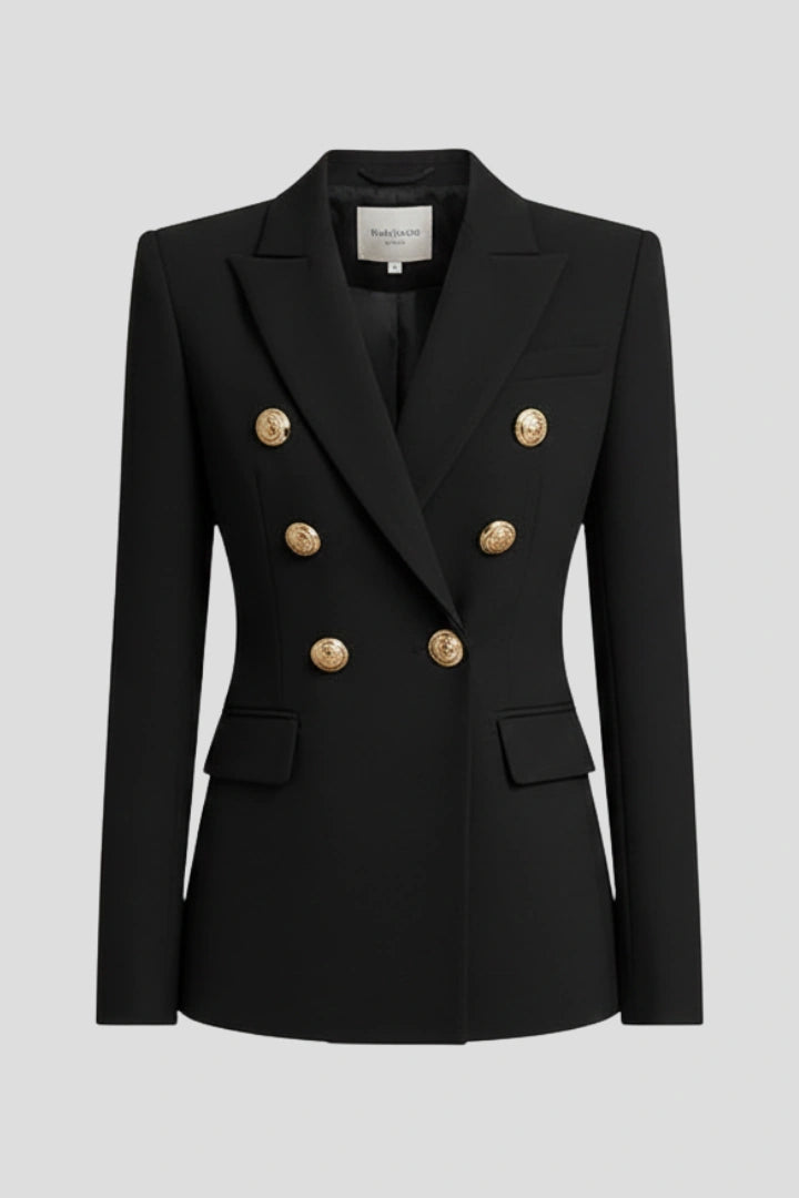 Audrey – Double-Breasted Gold Button Blazer
