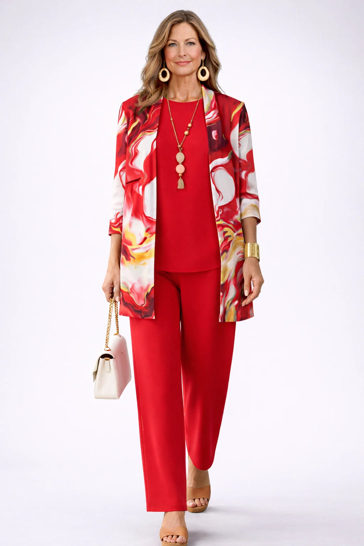 Maud – Scarlet Floral Three-Piece Set - view 1