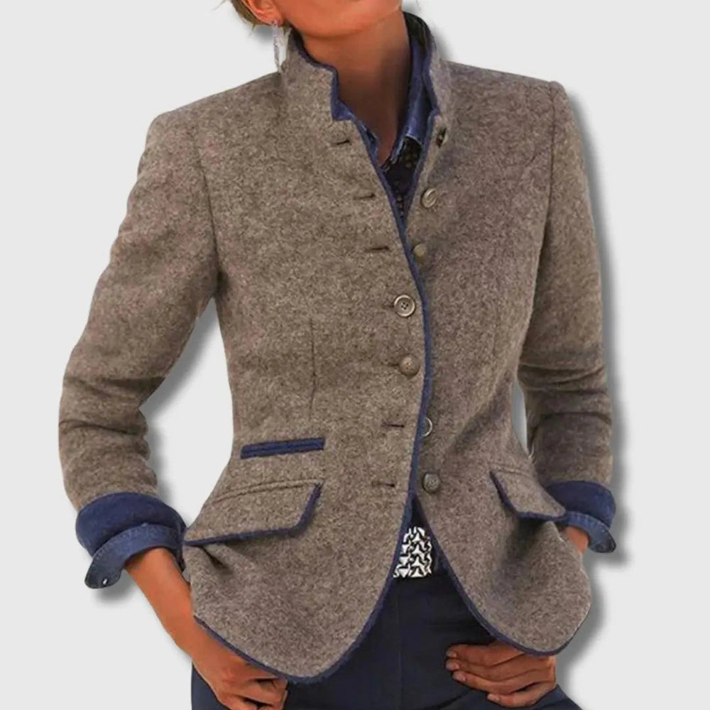 Harriet – Stand Collar Piped Blazer
