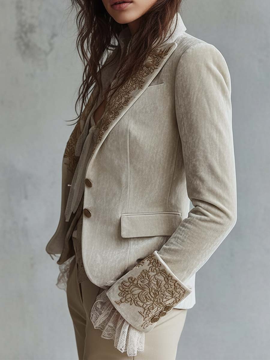 Genevieve – Embroidered Velvet Blazer