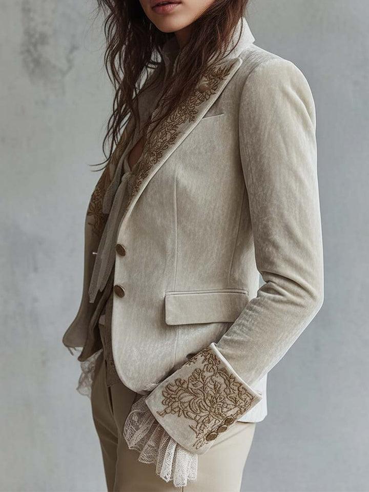 Genevieve – Embroidered Velvet Blazer