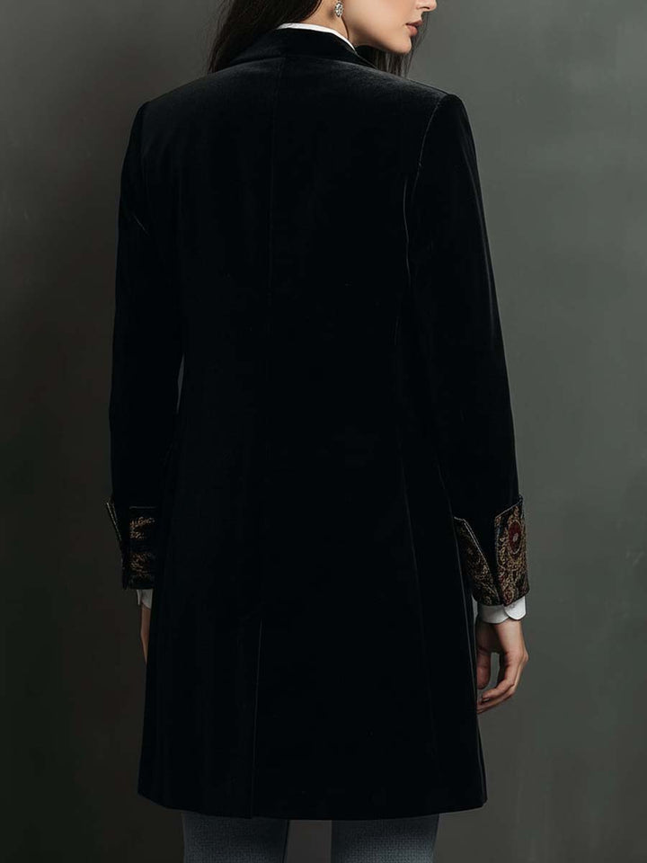Théodora – Velvet Brocade Longline Blazer