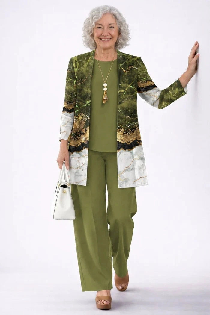 Jenilyn - Classic Elegance Three-Piece Set - Olive Green