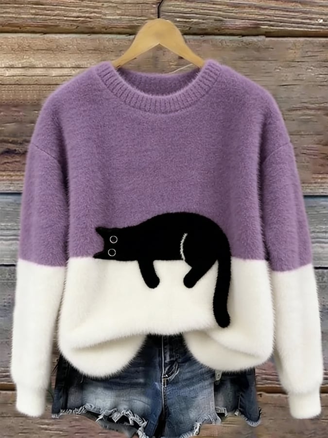 Tabitha – Colorblock Cat Sweater