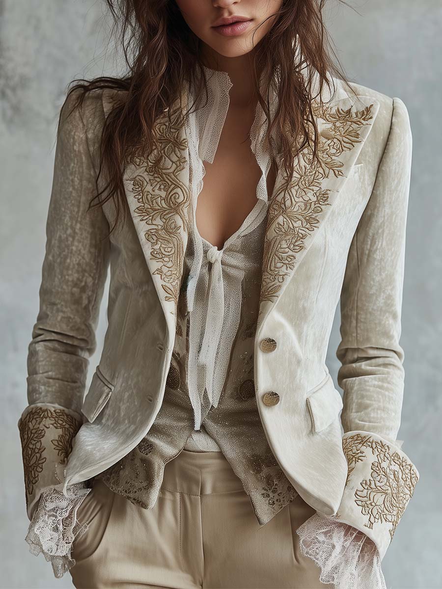 Genevieve – Embroidered Velvet Blazer