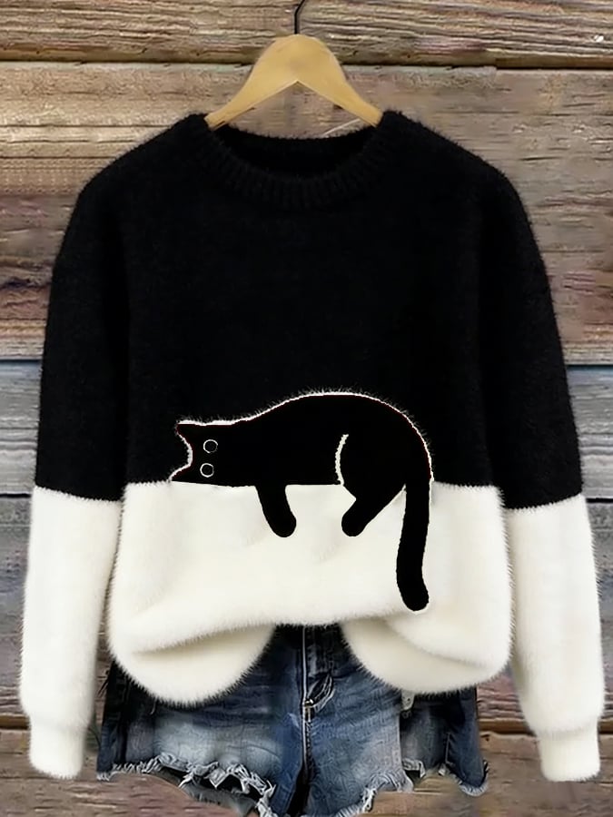 Tabitha – Colorblock Cat Sweater