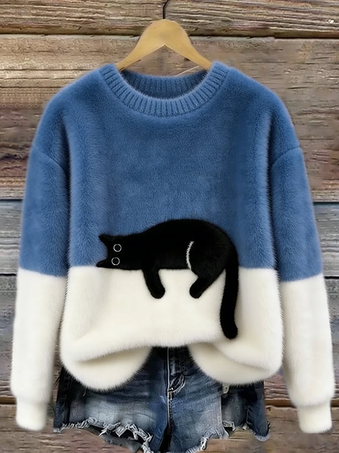 Tabitha – Colorblock Cat Sweater