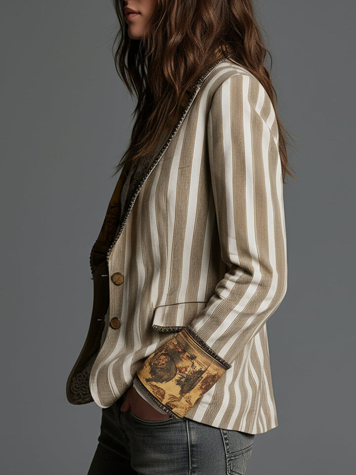 Rosalind – Striped Artful Lapel Blazer