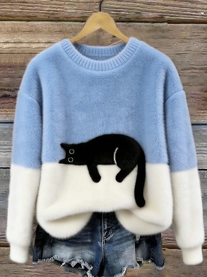 Tabitha – Colorblock Cat Sweater