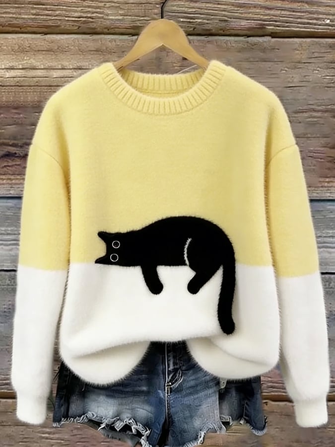 Tabitha – Colorblock Cat Sweater