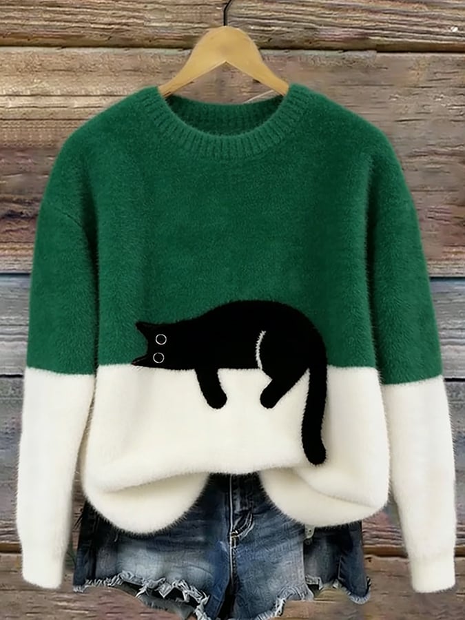 Tabitha – Colorblock Cat Sweater