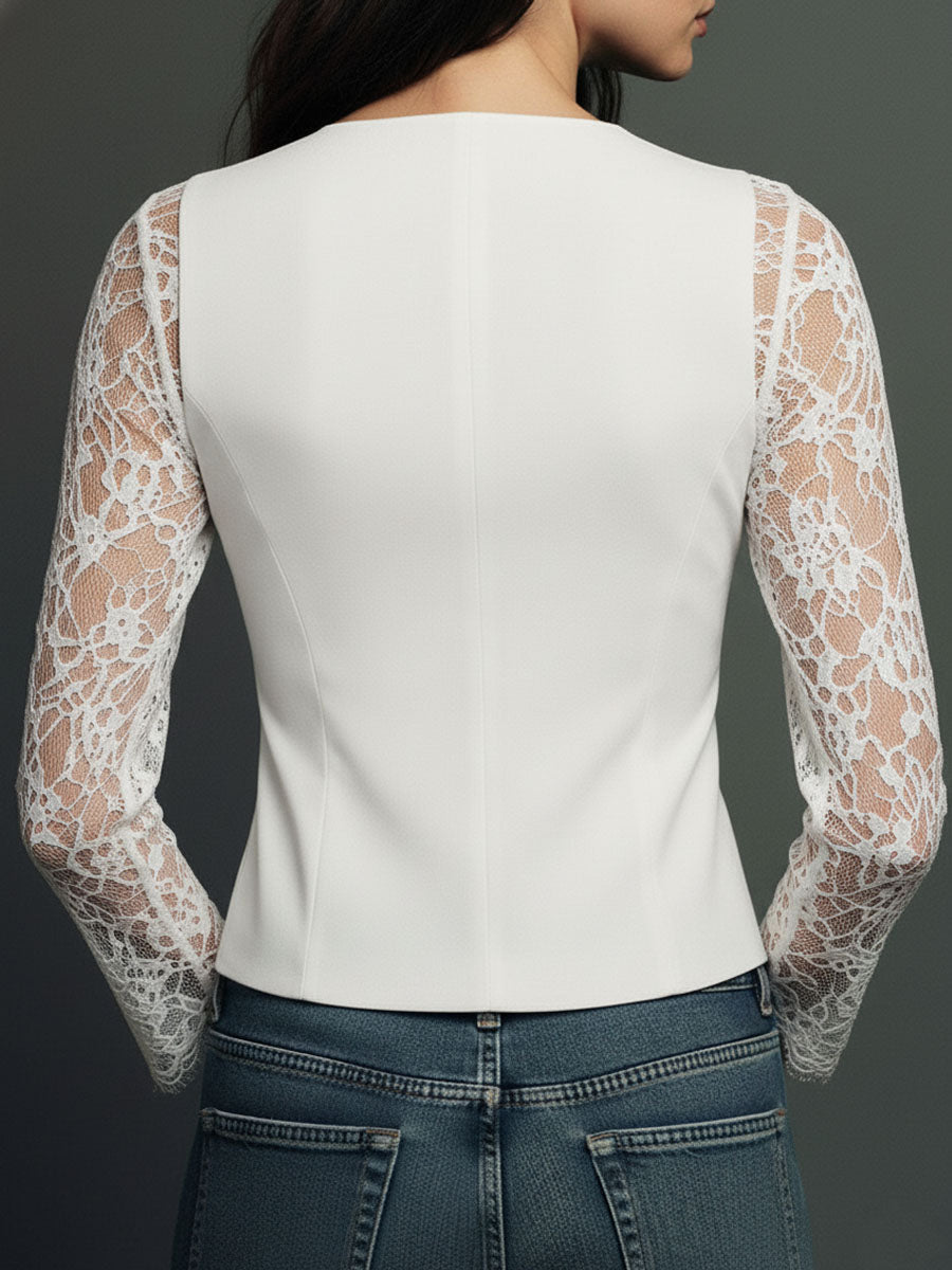Odalys – Lace-Sleeve Tailored Blazer