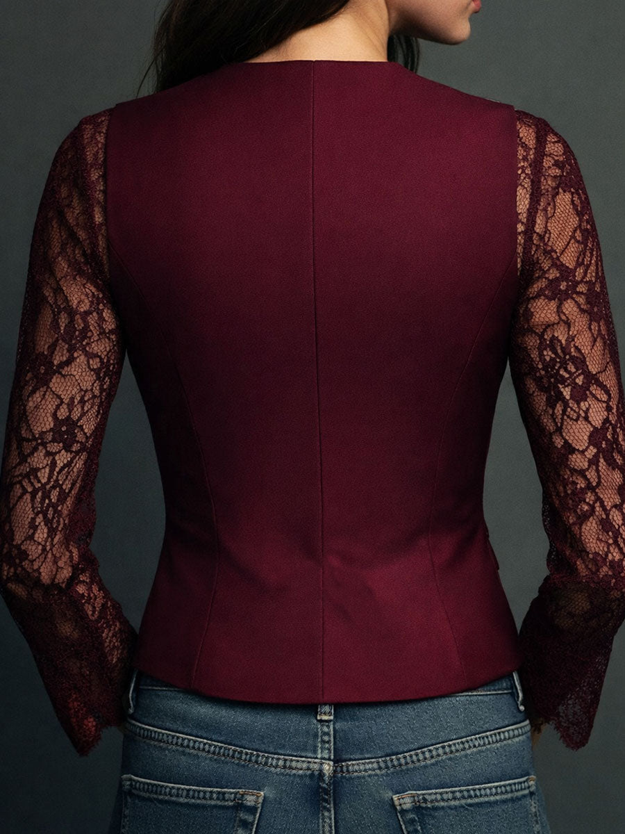 Odalys – Lace-Sleeve Tailored Blazer