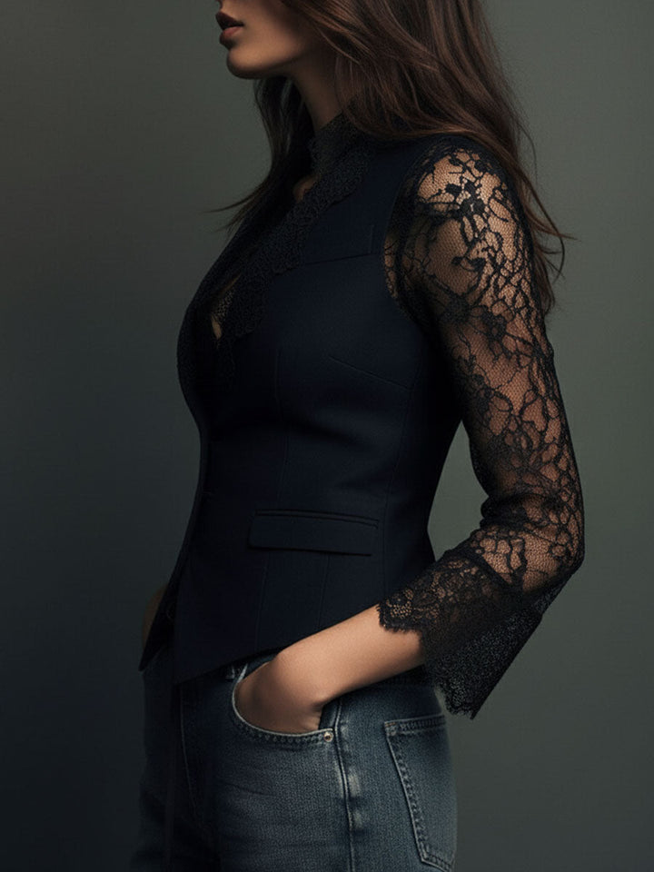 Odalys – Lace-Sleeve Tailored Blazer