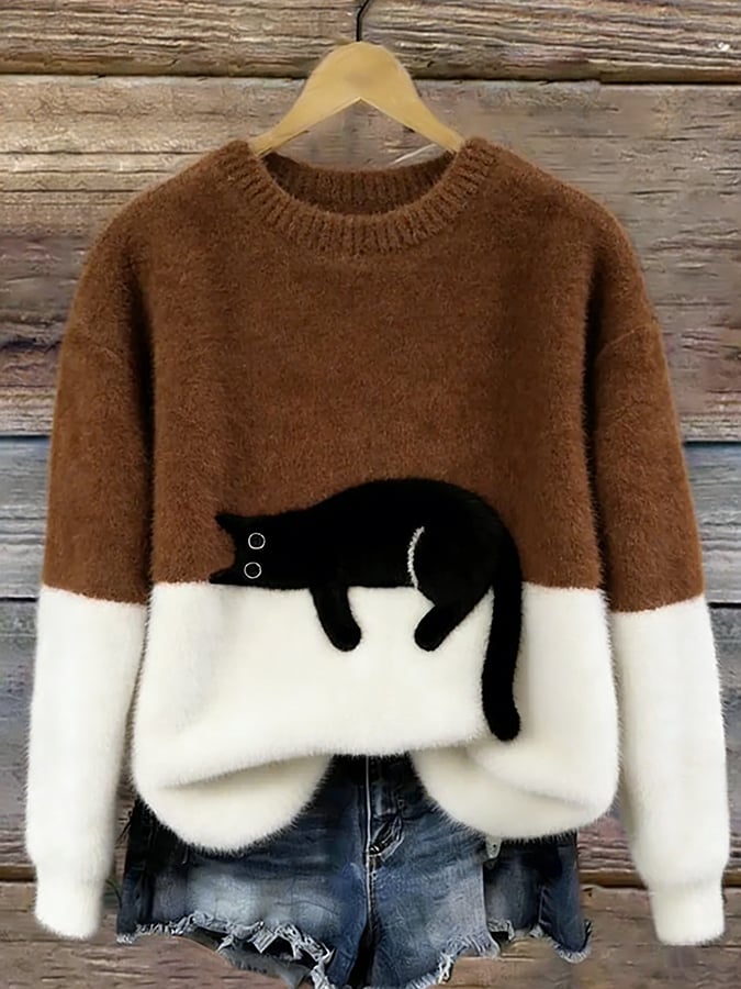 Tabitha – Colorblock Cat Sweater