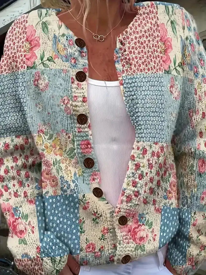 Junella™ | Vintage Print Cardigan - Country Patchwork