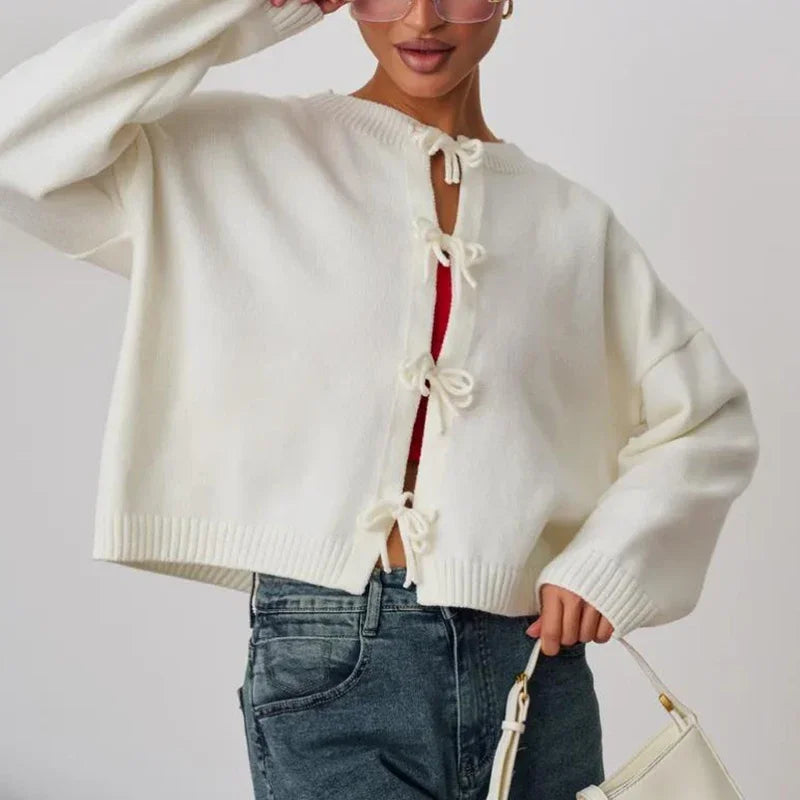 Wren – Ribbon-Tie Cropped Cardigan