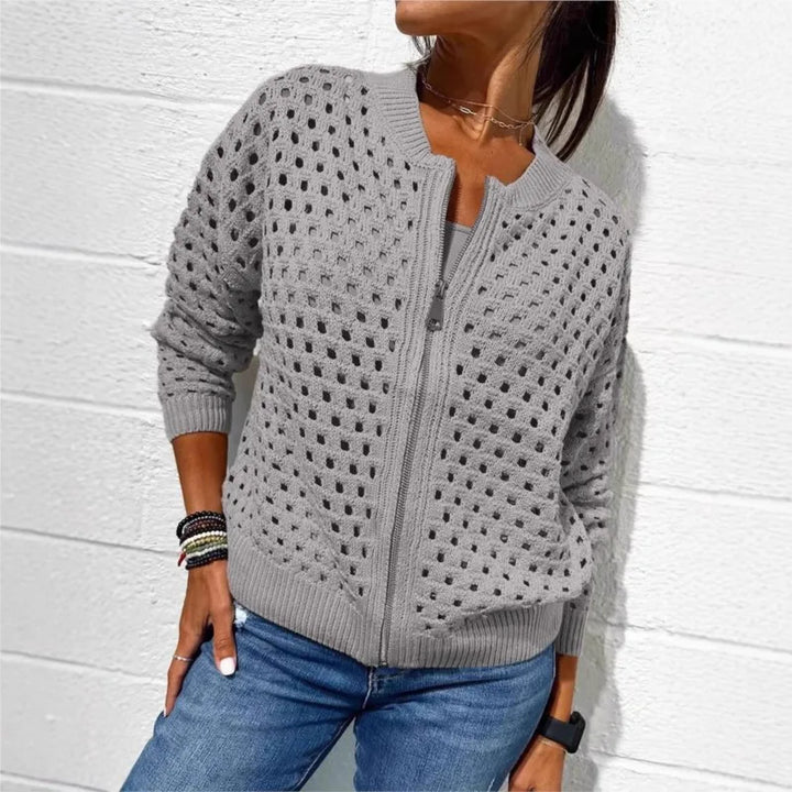 Fern – Open-Knit Zip Cardigan