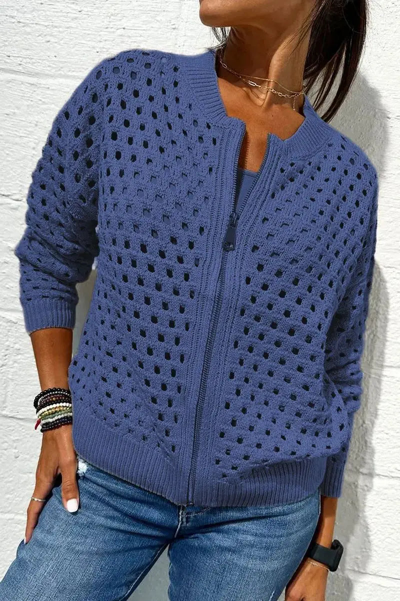 Fern – Open-Knit Zip Cardigan