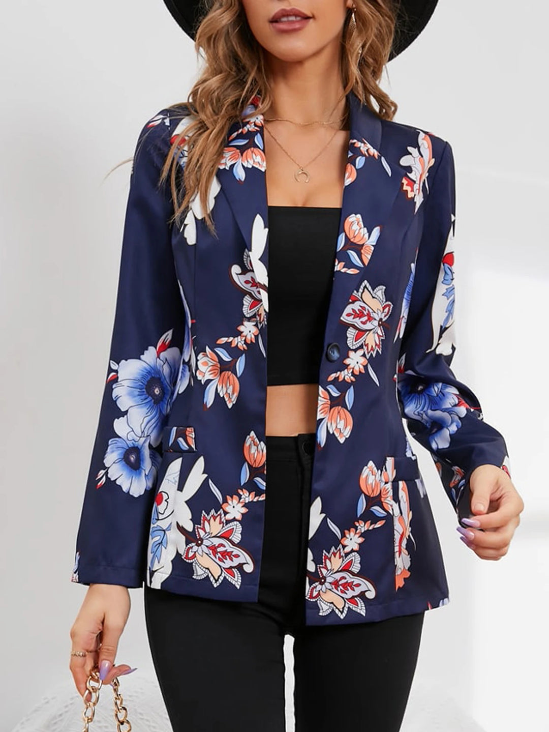 Camille – Floral Print Notch-Lapel Blazer