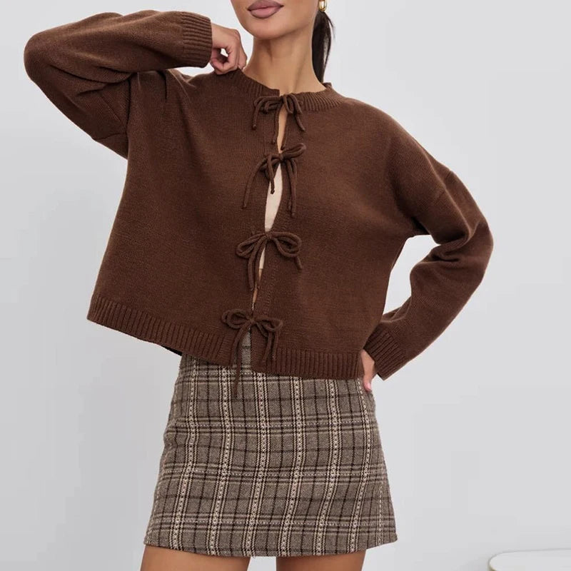 Wren – Ribbon-Tie Cropped Cardigan