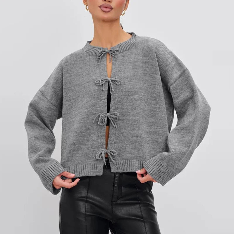 Wren – Ribbon-Tie Cropped Cardigan