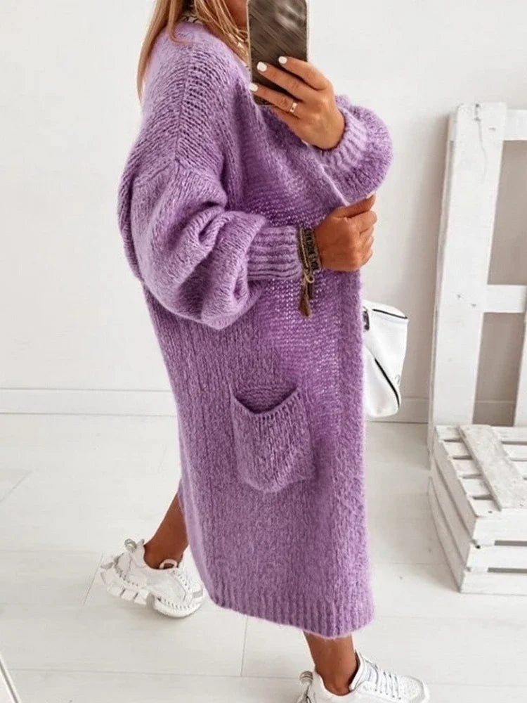 Violette – Long Open-Knit Cardigan
