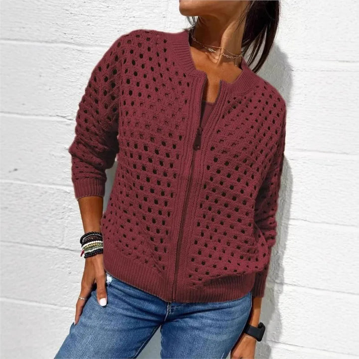 Fern – Open-Knit Zip Cardigan