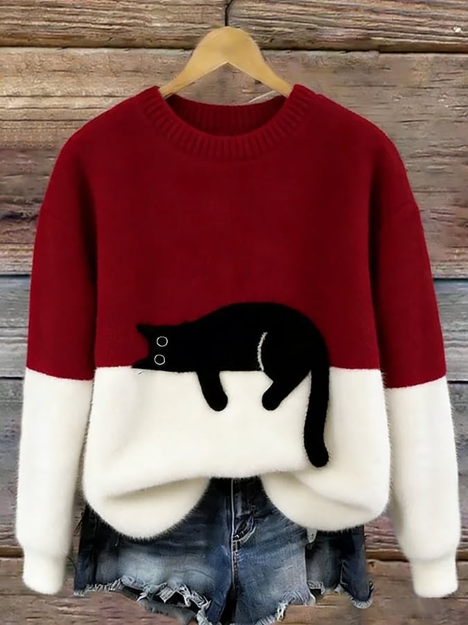 Tabitha – Colorblock Cat Sweater