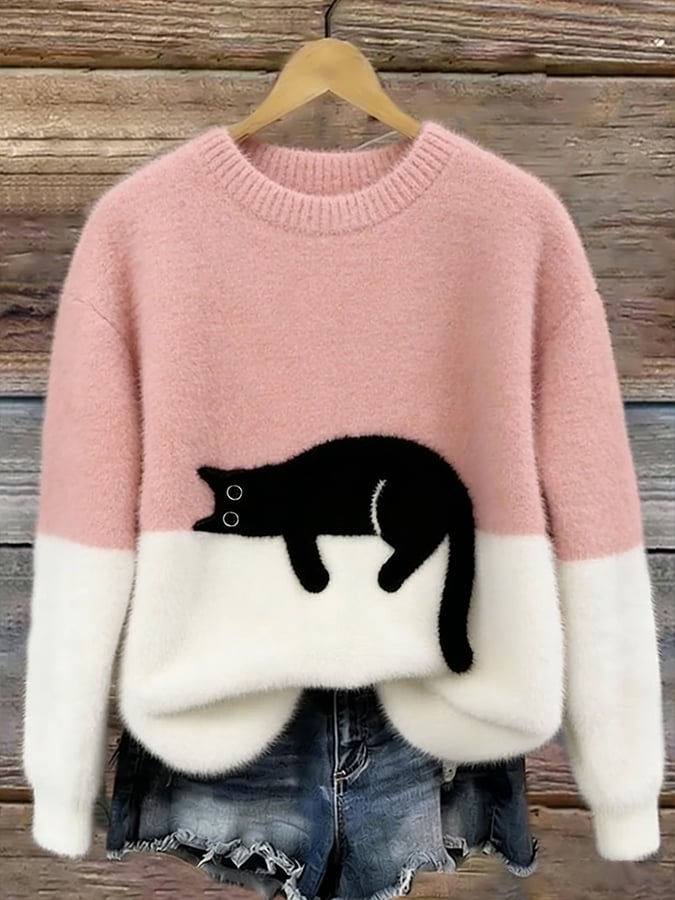 Tabitha – Colorblock Cat Sweater