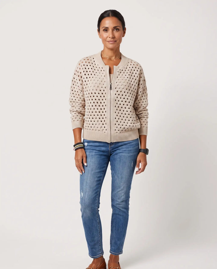 Fern – Open-Knit Zip Cardigan