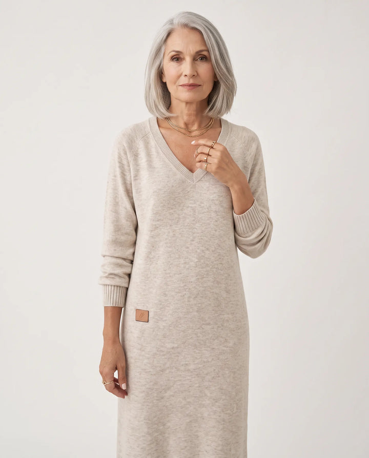 Ines – V-Neck Knit Dress Confortable