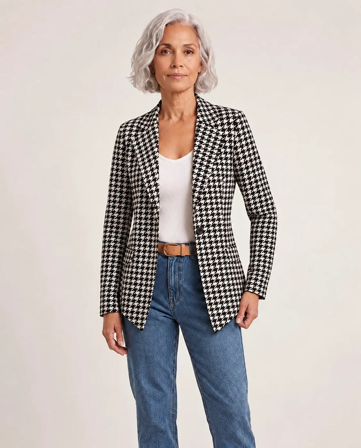 Vivienne – Houndstooth Print Blazer
