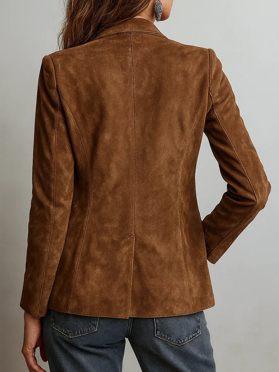 Marisol – Suede Contrast-Stitch Blazer