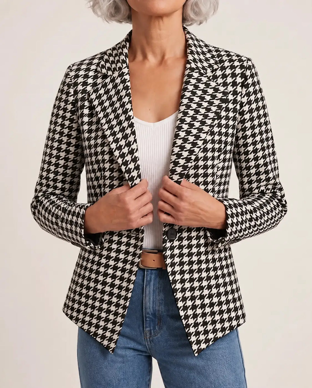 Vivienne – Houndstooth Print Blazer