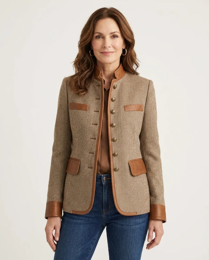 Josephine – Leather-Trim Tweed Blazer