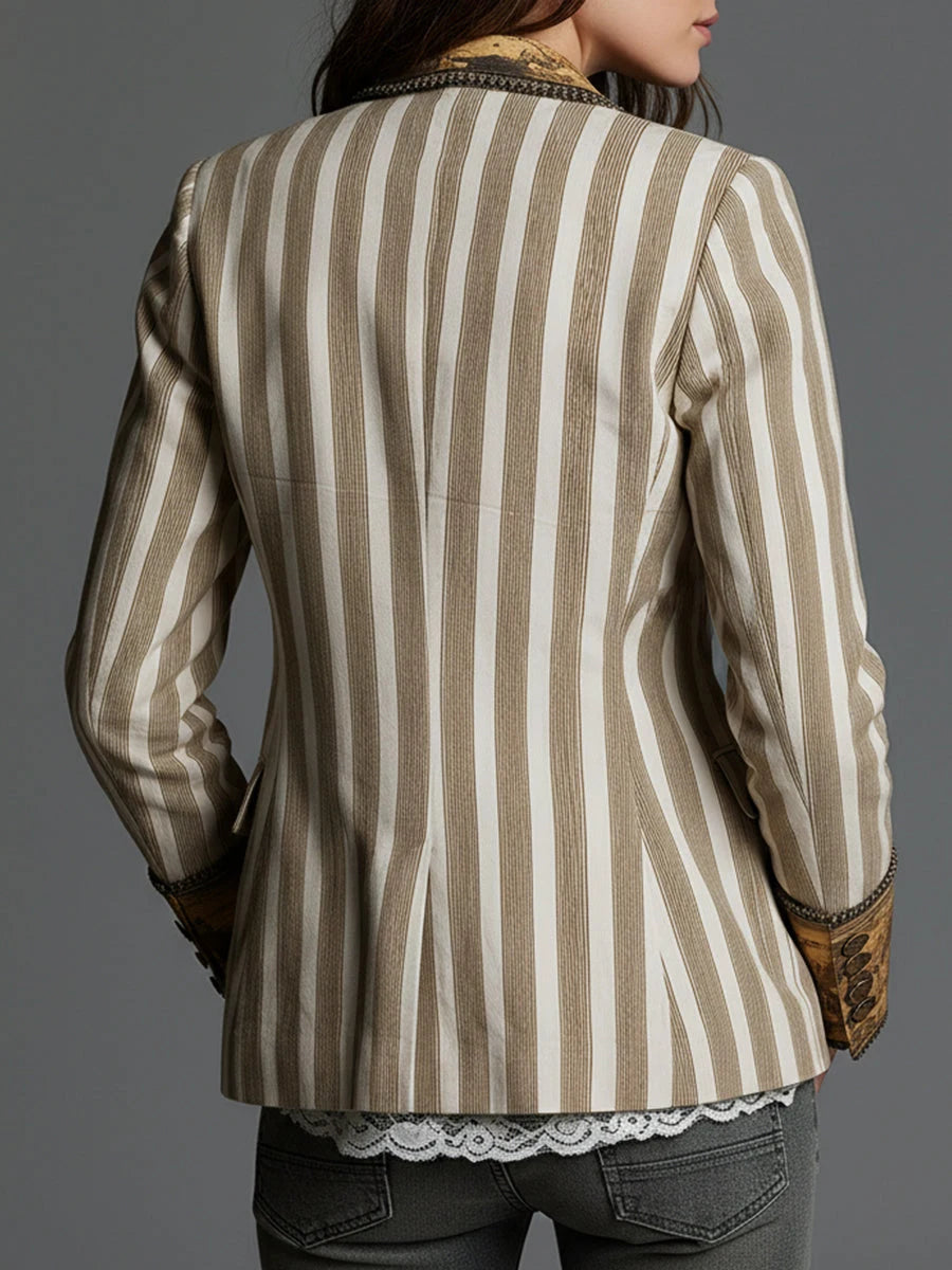 Rosalind – Striped Artful Lapel Blazer
