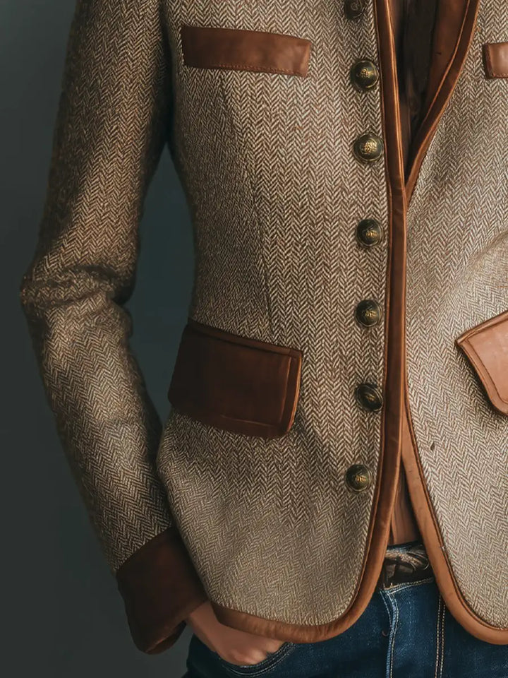 Josephine – Leather-Trim Tweed Blazer