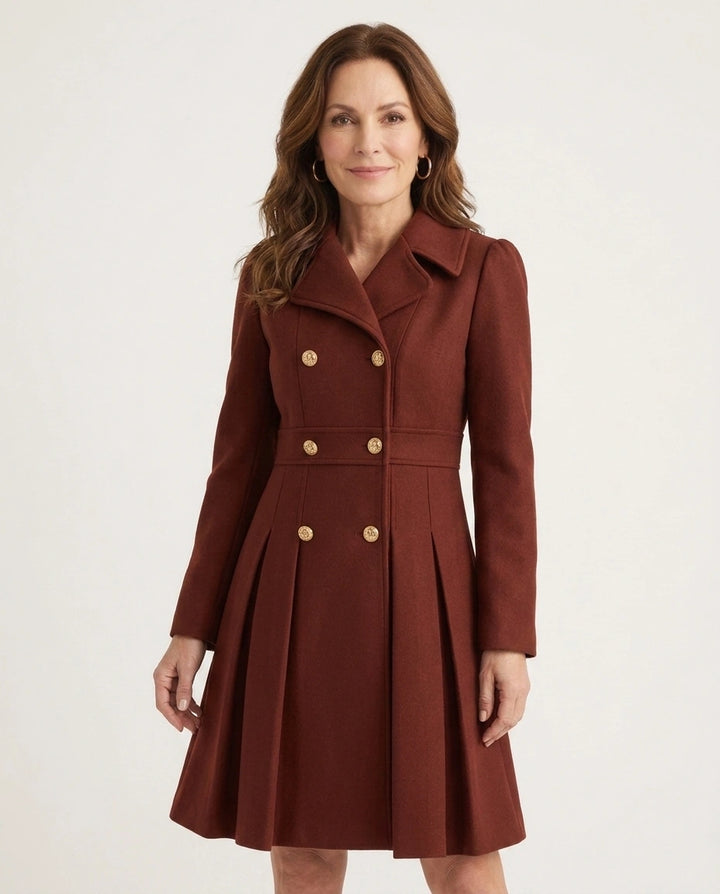 Dami - Classy Double Button Long Sleeve Coat