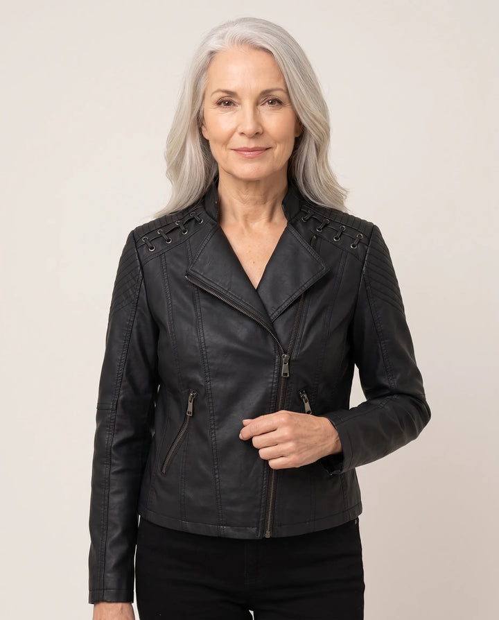 Marguerite™ – Asymmetrical Grommet Moto Jacket