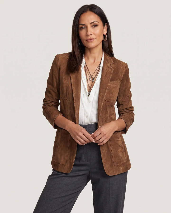Marisol – Suede Contrast-Stitch Blazer