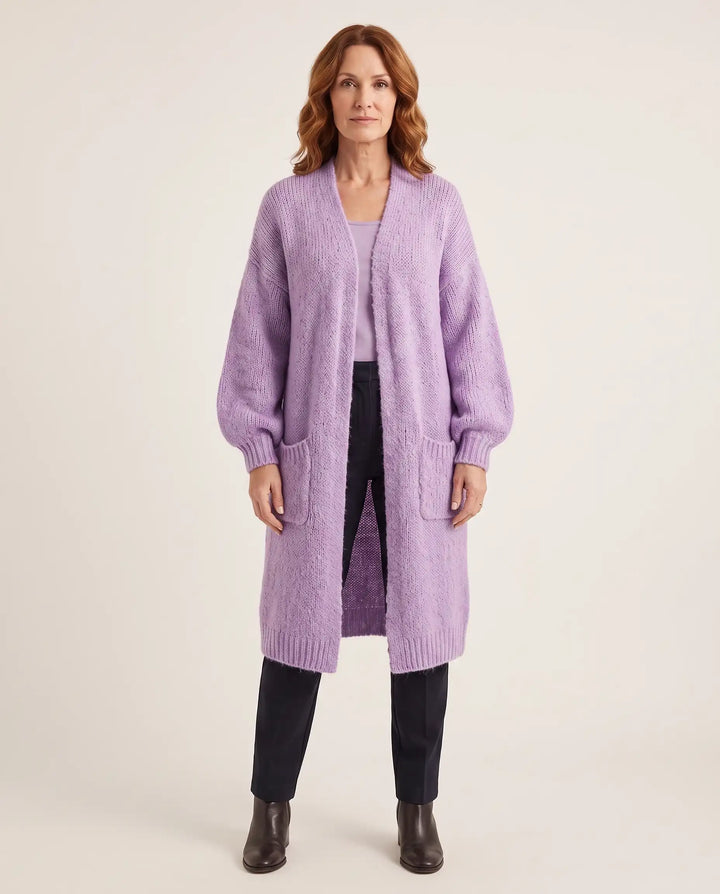 Violette – Long Open-Knit Cardigan