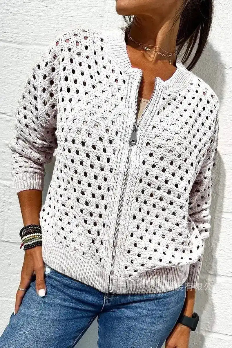 Fern – Open-Knit Zip Cardigan