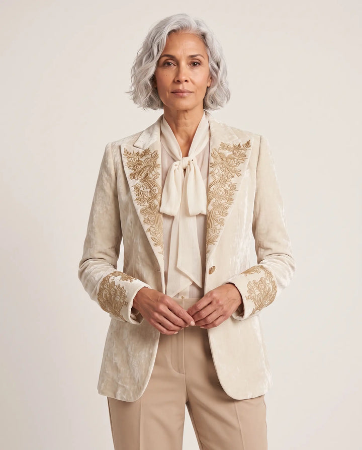 Genevieve – Embroidered Velvet Blazer