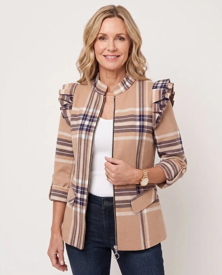 Harper - Plaid Zip Blazer